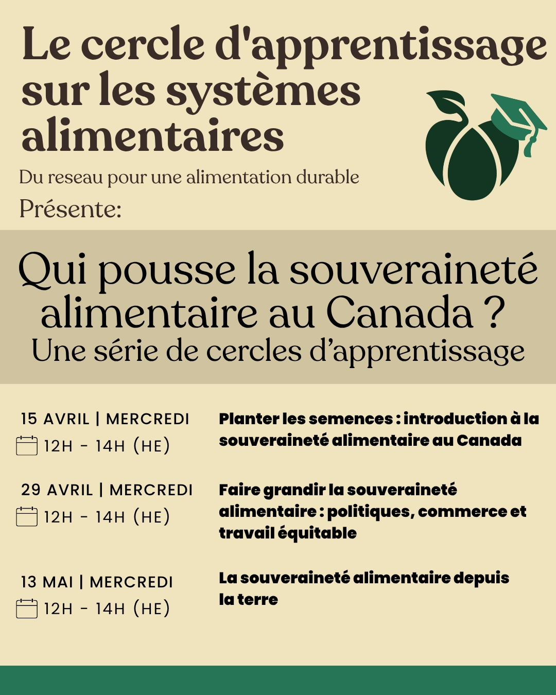 In francias: Food Systems Learning Circle flyer: Who's  growing food sovereignty in Canada? A learning circle series
